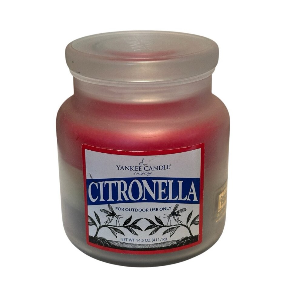 Vintage Yankee Candle Citronella Candle Red White Blue Jar 14.5oz New